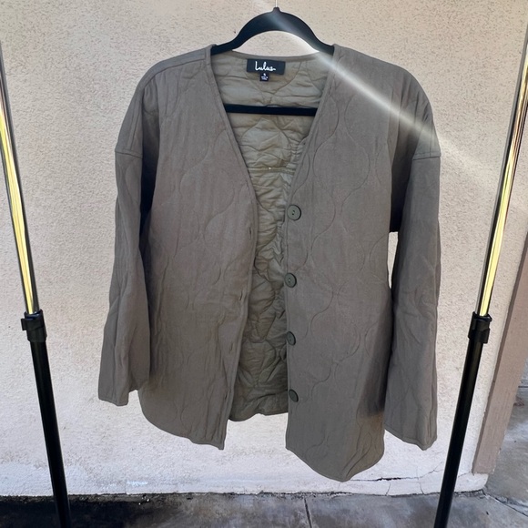 Lulu's Army Green Button Up Quilted Jacket - Picture 2 of 2